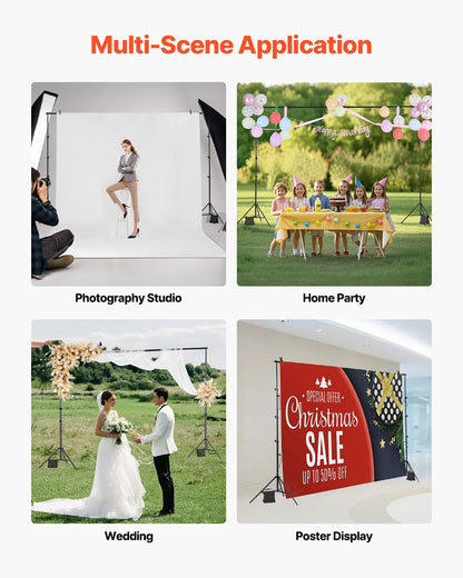 Backdrop Stand, 298 x 300 cm Adjustable Photo Backdrop Stand Kit, Portable Background Backdrop Stand with 4 V952-BJJ2KLJ1010FDZ6BMV0