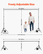 Backdrop Stand, 198 x 300 cm Adjustable Photo Backdrop Stand Kit, Portable Background Backdrop Stand with 5 V952-BJJ2KLJ6510FVP8ADV0