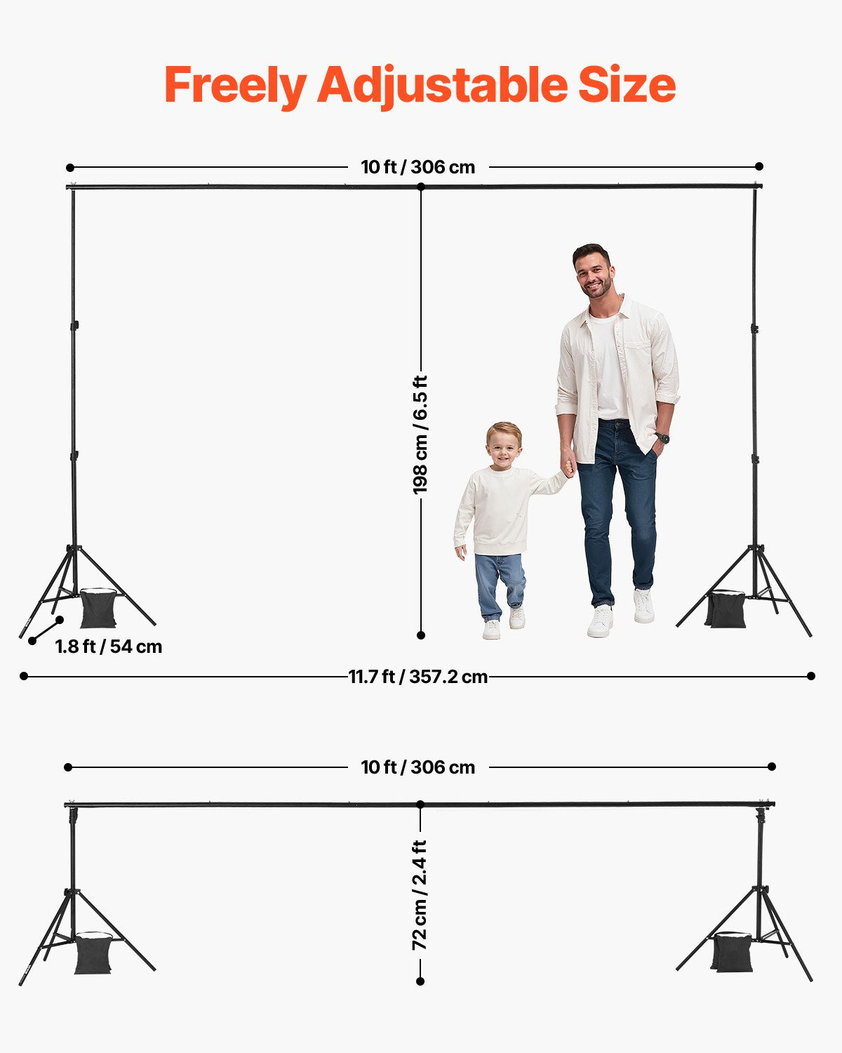 Backdrop Stand, 198 x 300 cm Adjustable Photo Backdrop Stand Kit, Portable Background Backdrop Stand with 5 V952-BJJ2KLJ6510FVP8ADV0