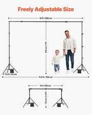 Backdrop Stand, 213 x 300 cm Adjustable Photo Backdrop Stand Kit, Portable Background Backdrop Stand with 3 V952-BJJ2KLJ710FT8206YV0