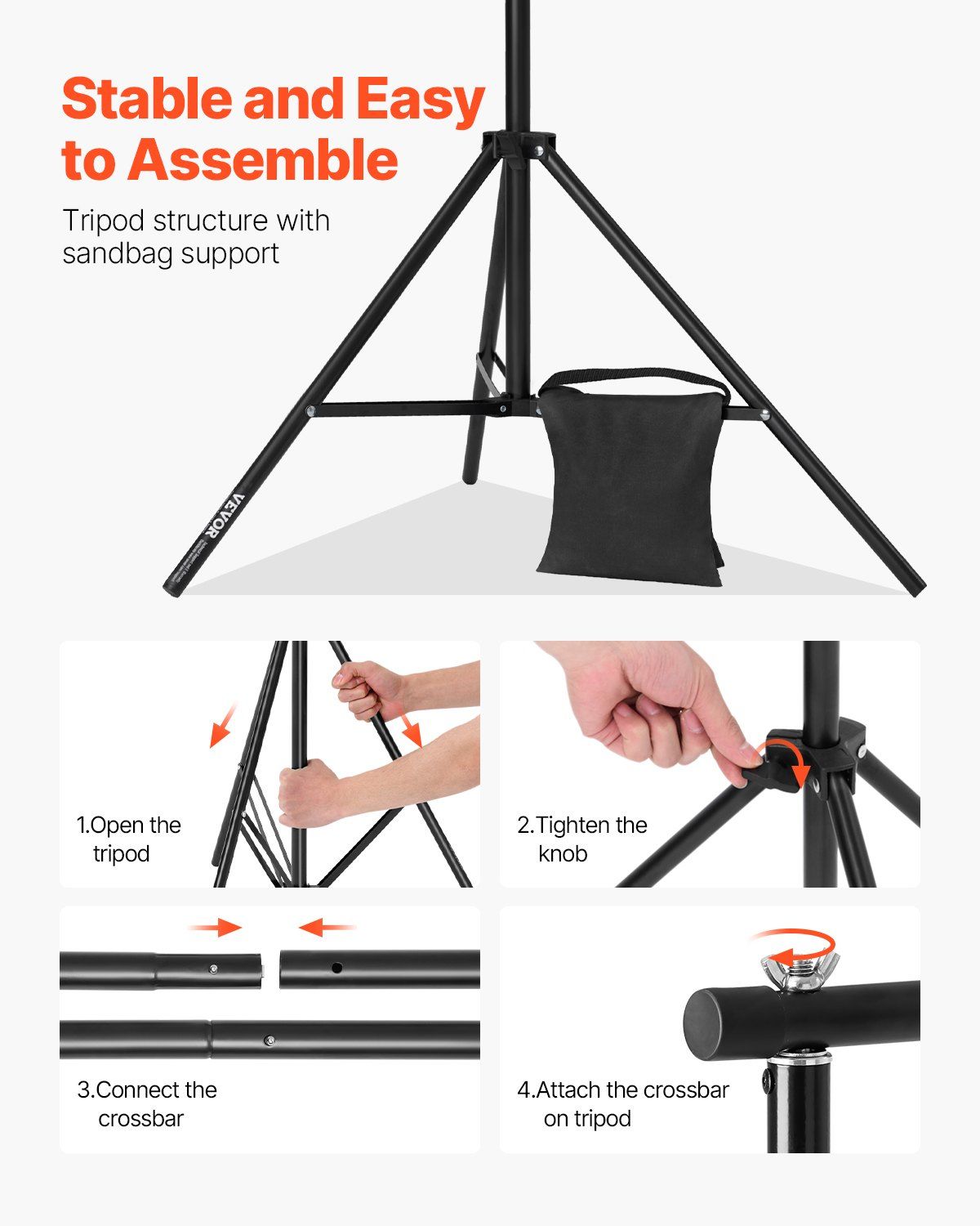 Backdrop Stand, 213 x 300 cm Adjustable Photo Backdrop Stand Kit, Portable Background Backdrop Stand with 3 V952-BJJ2KLJ710FT8206YV0