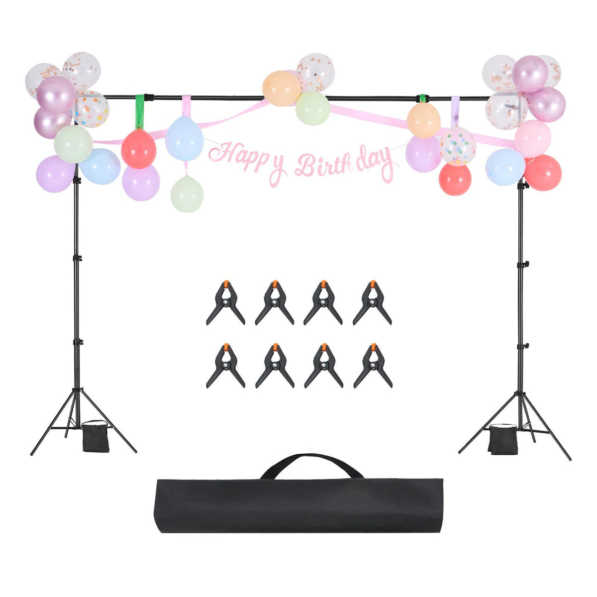 Backdrop Stand, 213 x 300 cm Adjustable Photo Backdrop Stand Kit, Portable Background Backdrop Stand with 3 V952-BJJ2KLJ710FT8206YV0