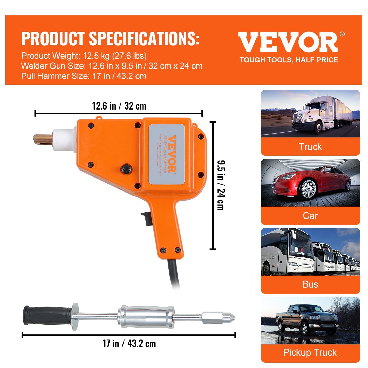 Stud Welder Kit, 5500 Stud Welder Dent Repair Kit, 800VA Spot Welder Stud Kit, Stud Gun Dent Puller Kit with V952-BJXFJ5500QXLSXFJ1V3