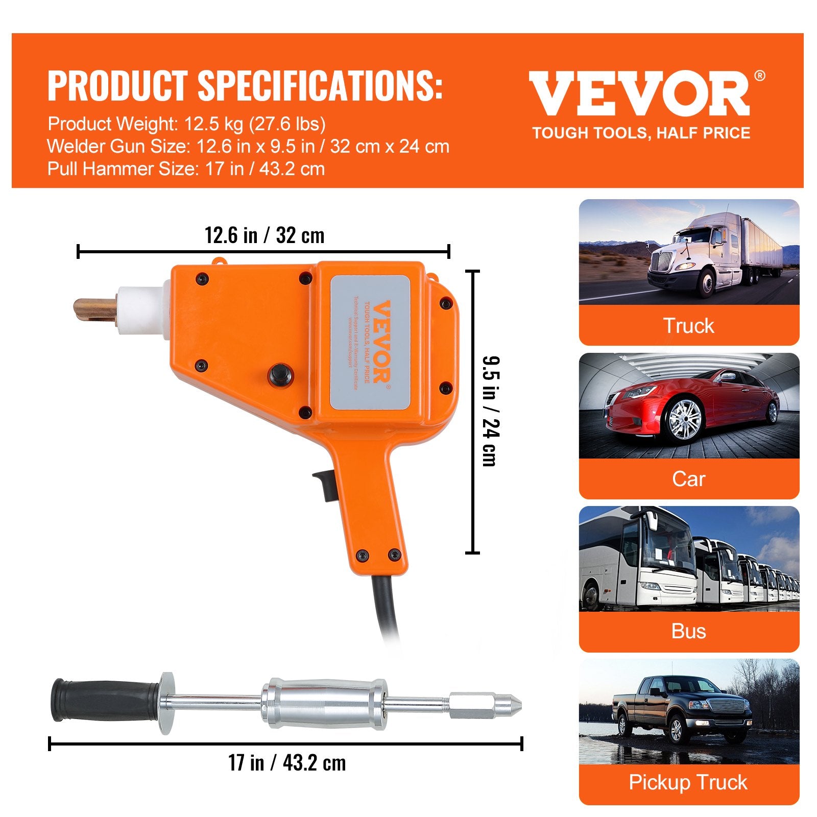 Stud Welder Kit, 5500 Stud Welder Dent Repair Kit, 800VA Spot Welder Stud Kit, Stud Gun Dent Puller Kit with V952-BJXFJ5500QXLSXFJ1V3