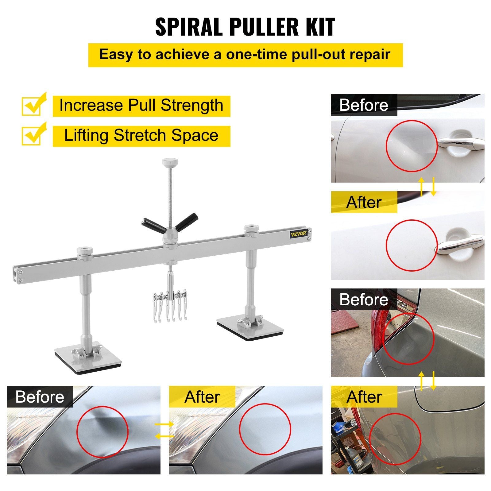 Car Dent Puller Kit, 85CM Dent Pull Lever 6 Claw Hook Accessories, Paintless Dent Removal Kit Dent Pull Lever V952-BJXFJLTAHLBQ10001V0