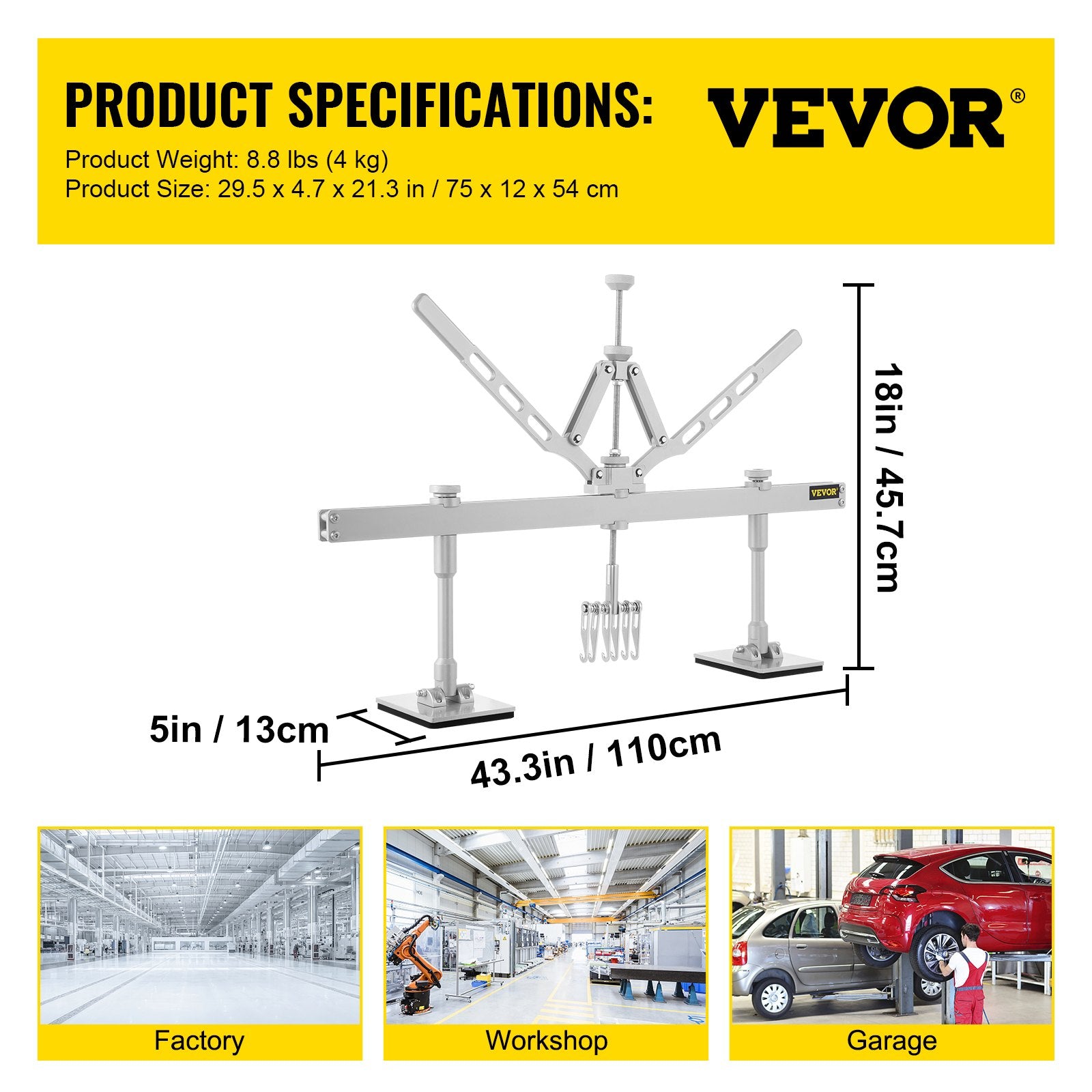 Dent Pull Lever Bar Kit Fit for Both Aluminum and Steel Dent Pulling (43INCH/1100MM) V952-BJXFJLTAHLBQ20001V0
