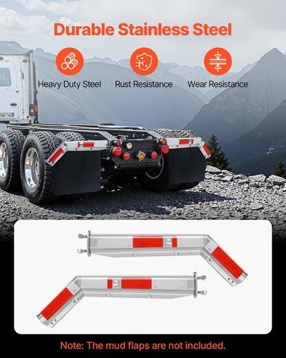 Stainless Steel Angled Spring Loaded Mud Flap Hangers, 2-1/2" (63.5mm) Bolt Spacing Mudflap Hangers for Semi V952-BKCDNBDJ212ILJ4FL001V0