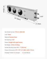 Stainless Steel Mud Flap Hangers with Light Cutouts, 2-1/2" (63.5mm) Bolt Spacing, Spring Loaded Mudflap V952-BKCDNBDJ212IW6KL0001V0