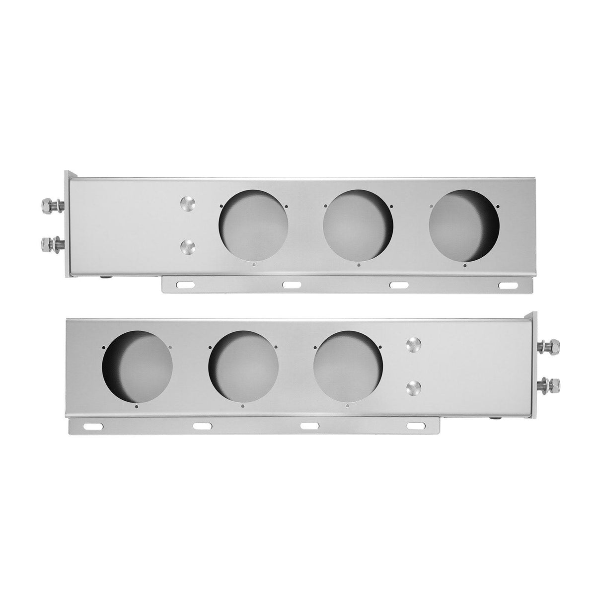 Stainless Steel Mud Flap Hangers with Light Cutouts, 2-1/2" (63.5mm) Bolt Spacing, Spring Loaded Mudflap V952-BKCDNBDJ212IW6KL0001V0