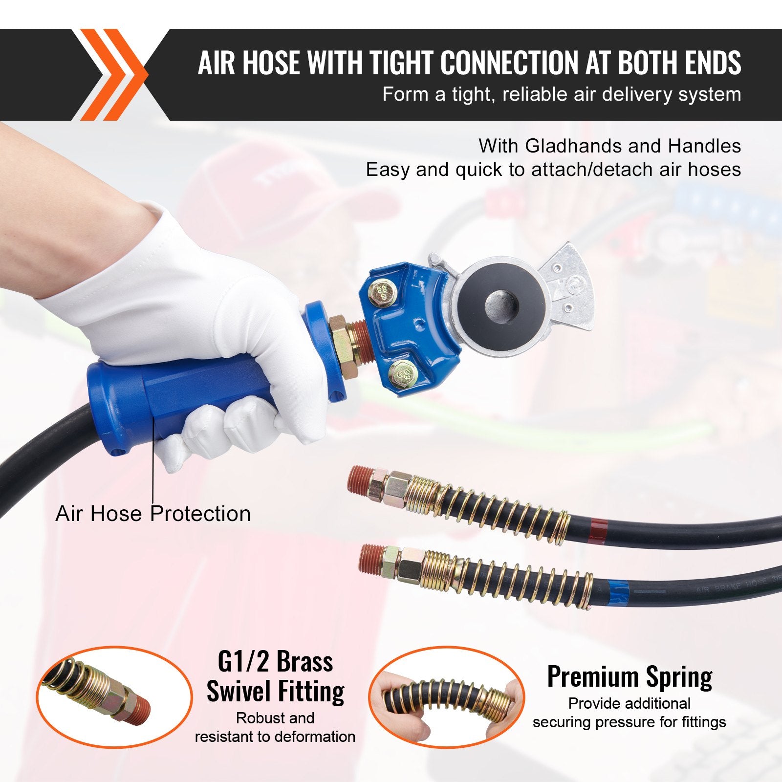 12FT Semi Truck Air Lines Kit with 2PCS Glad Hands, 3-in-1 Air Hoses & 7 Way ABS Electric Power Line, with V952-BKCKQRGTJSHY5A7TGV9