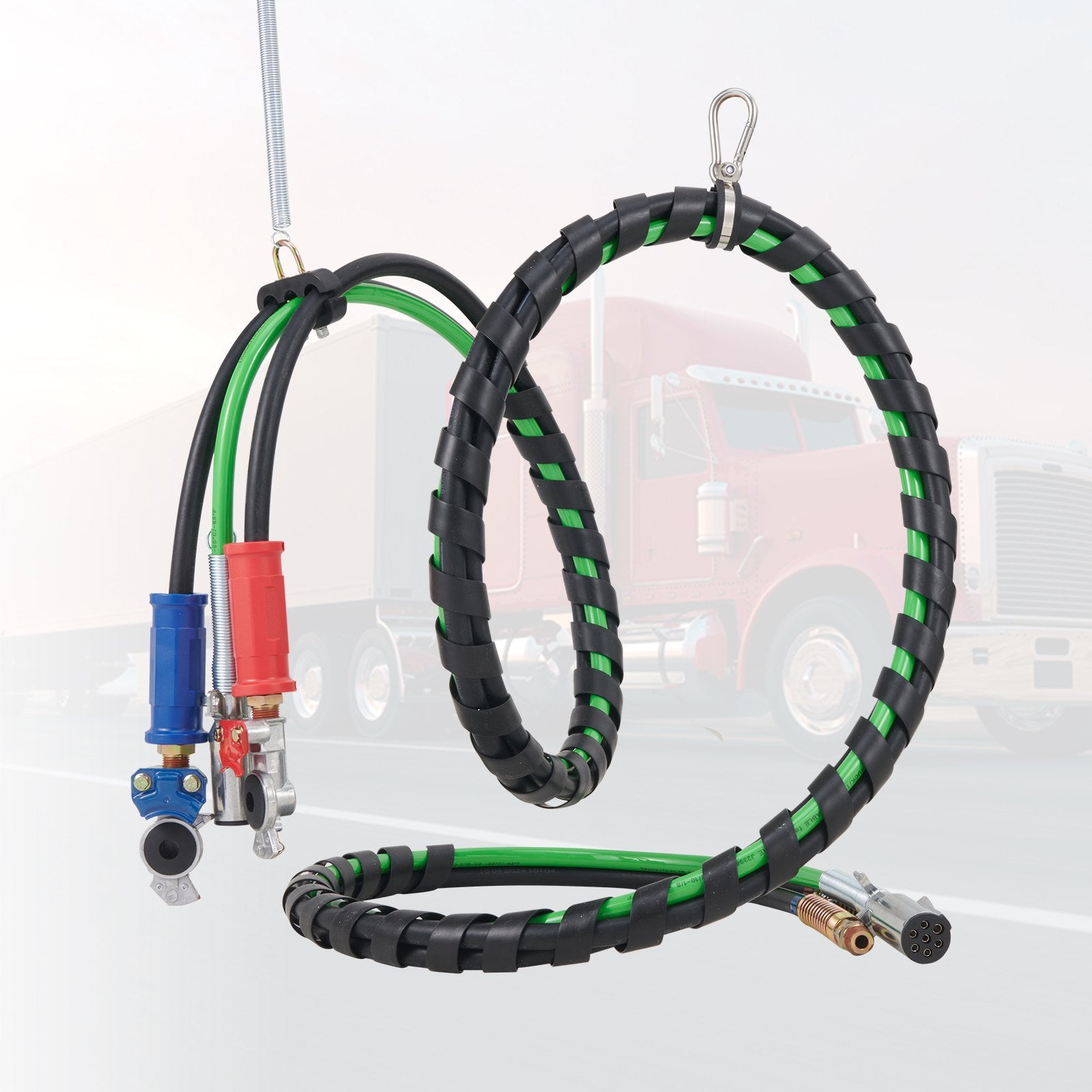 12FT Semi Truck Air Lines Kit with 2PCS Glad Hands, 3-in-1 Air Hoses & 7 Way ABS Electric Power Line, with V952-BKCKQRGTJSHY5A7TGV9