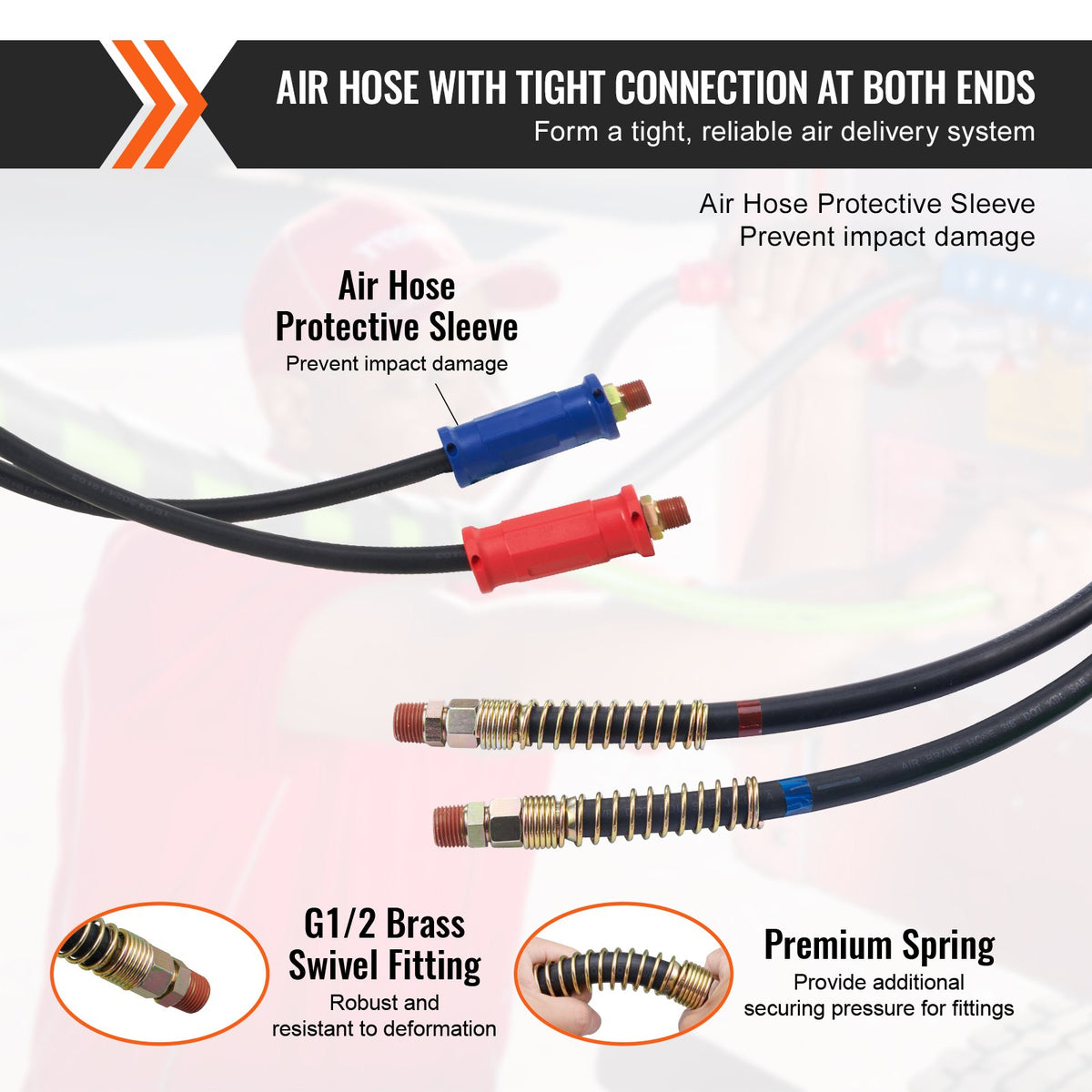 12FT Semi Truck Air Lines Kit, 3-in-1 Air Hoses & ABS Power Line for Semi Truck Trailer Tractor, 7-Way Plug V952-BKCKQRGTJSHYNJPDRV9