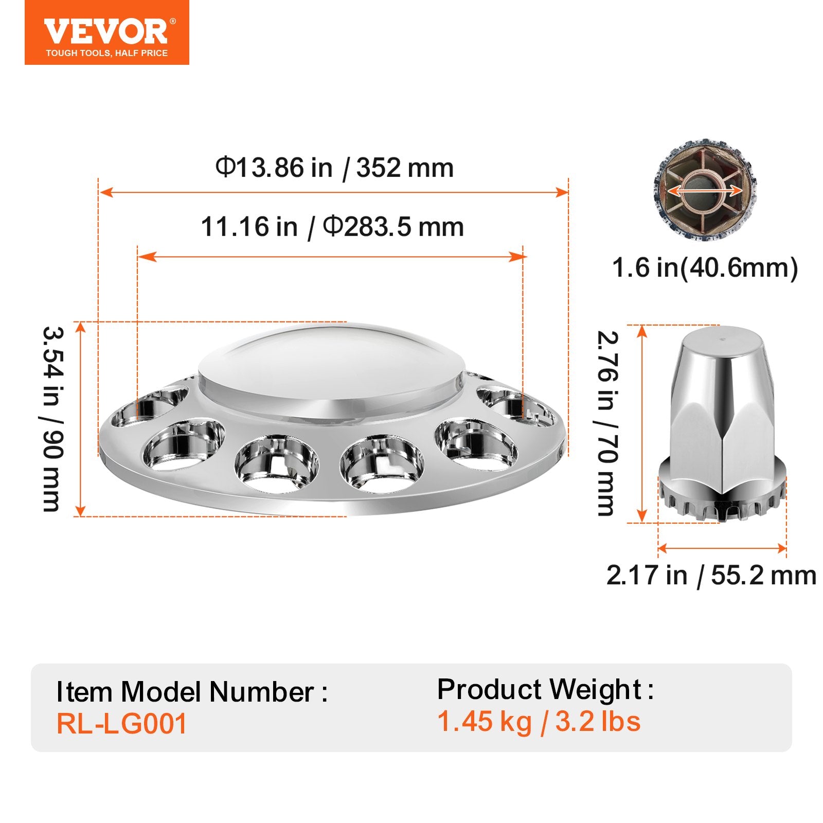 Front Axle Cover Combo Kit ABS Lug Nut Covers with Nut Cover Tools V952-BKCZGTJYDX2FS9XCRV0