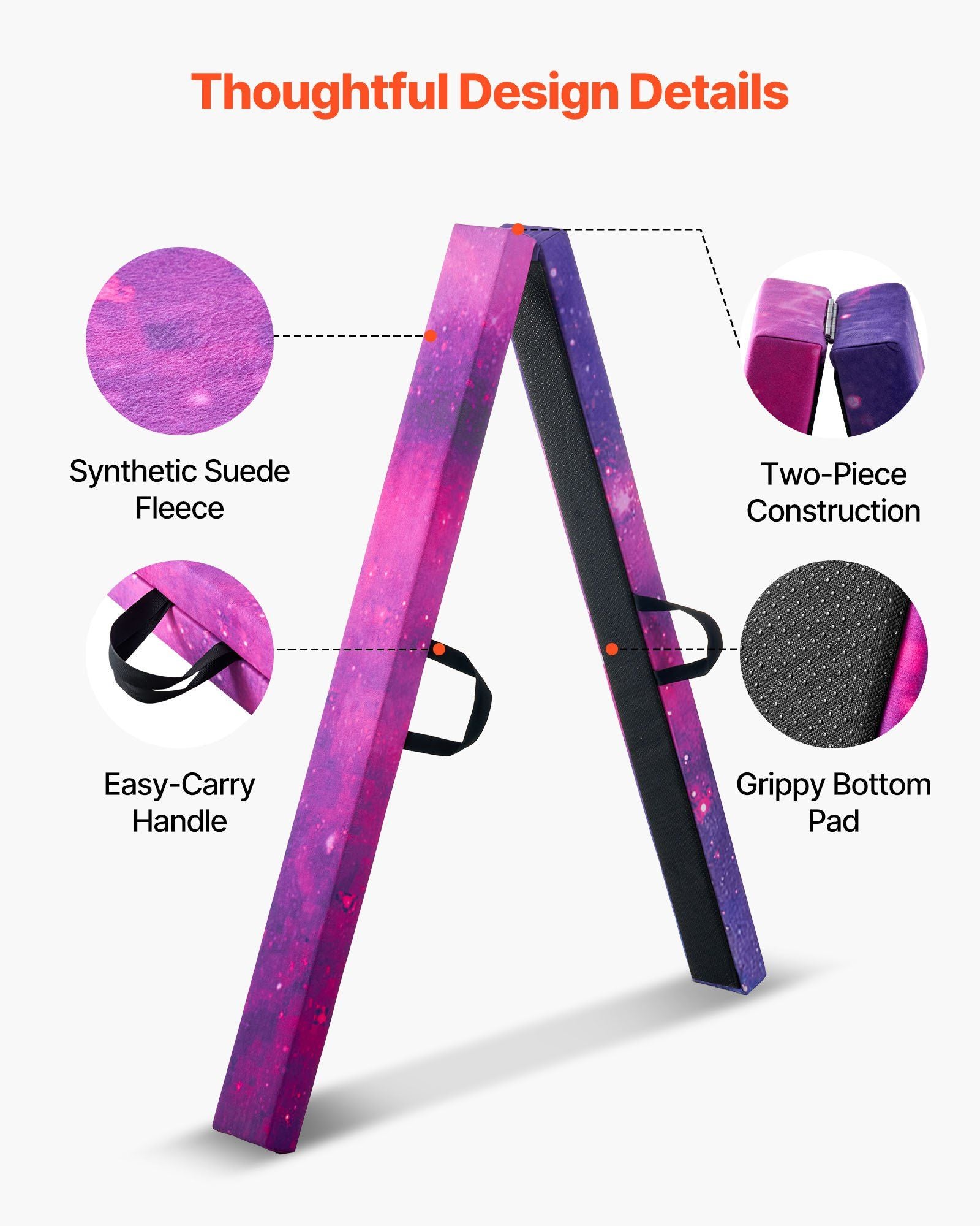8FT Folding Balance Beam for Kids, 136.1KG Stable Support Gymnastics Floor Beam with Non-Slip Mat, Wood-Core V952-BKSJPHM8FT4I5V6S9001V0