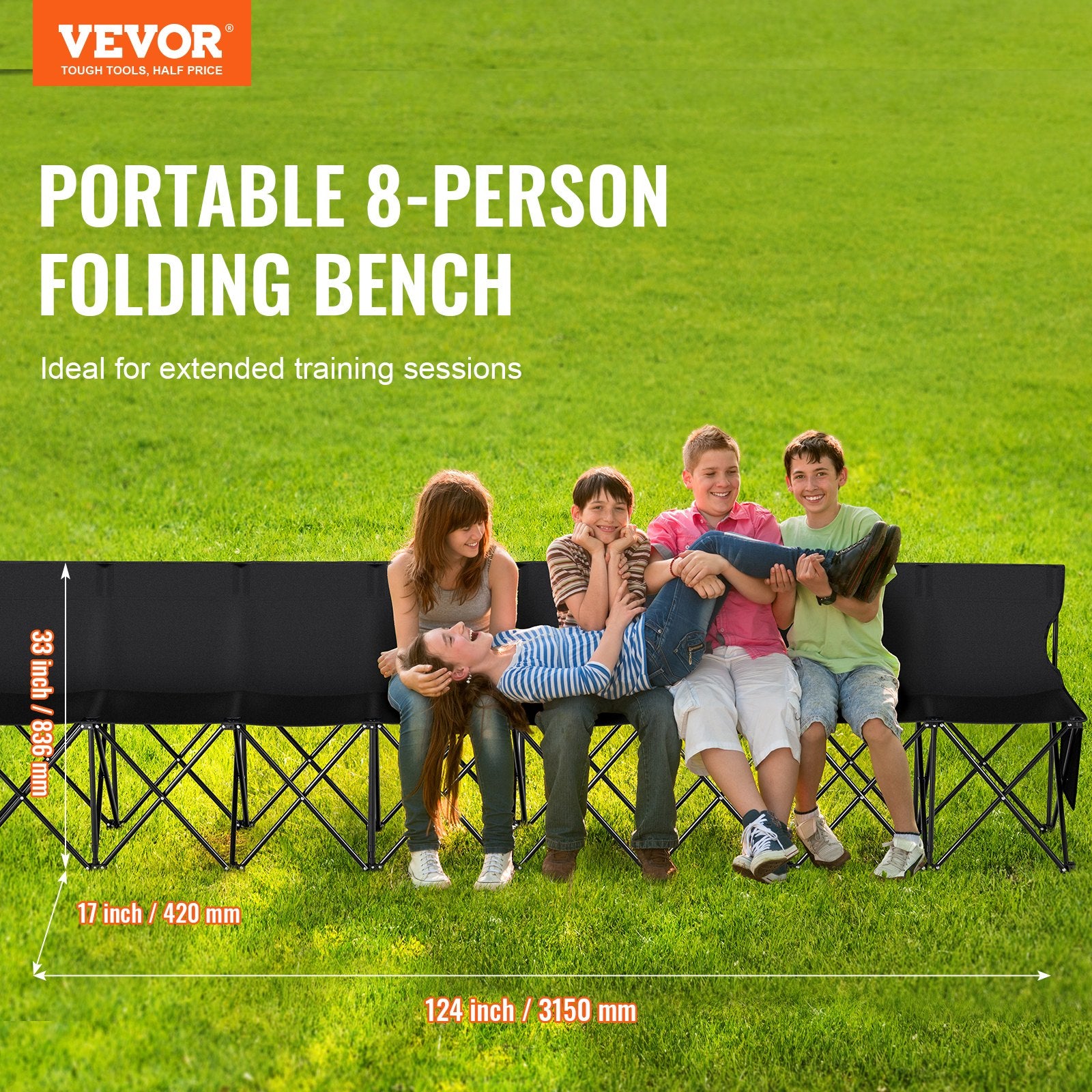 8 Seat Portable Folding Sport Bench Outdoor Camping Chair with Carry Bag V952-BKZDYDZYDKB84K243V0