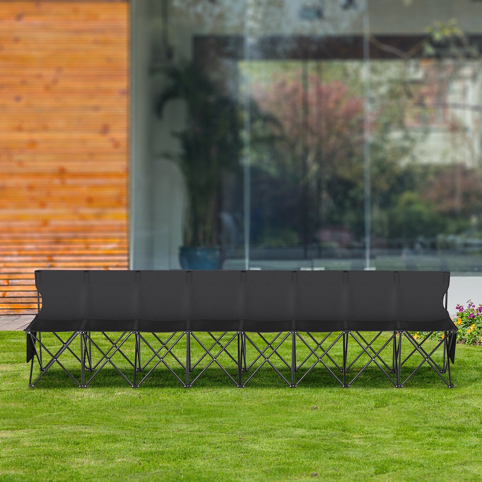 8 Seat Portable Folding Sport Bench Outdoor Camping Chair with Carry Bag V952-BKZDYDZYDKB84K243V0