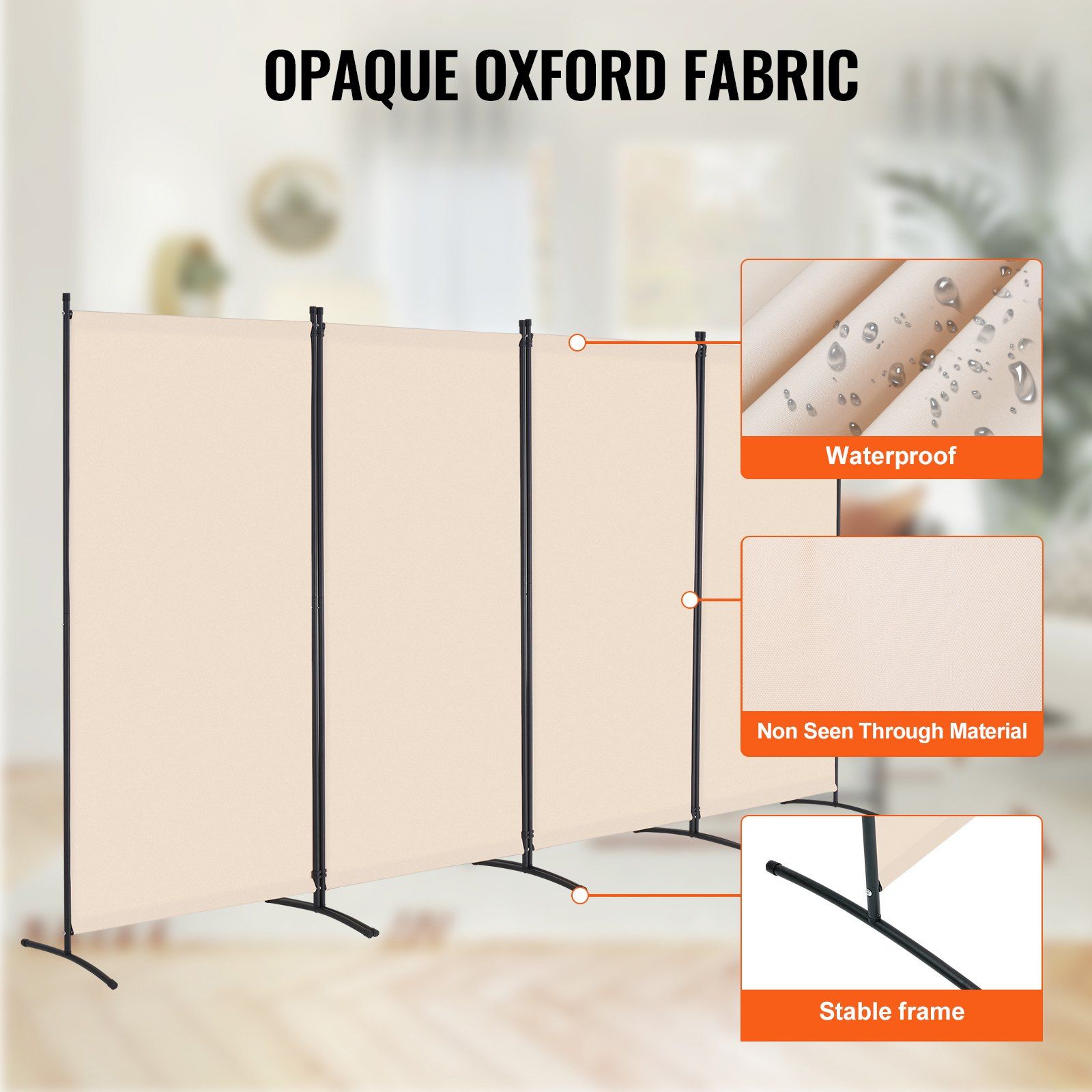 Room Divider, 4 Panels Room Divider, Folding Privacy Screen and Portable Partition Divider for Room V952-BLFWFGQ4MB348QKQ9V0