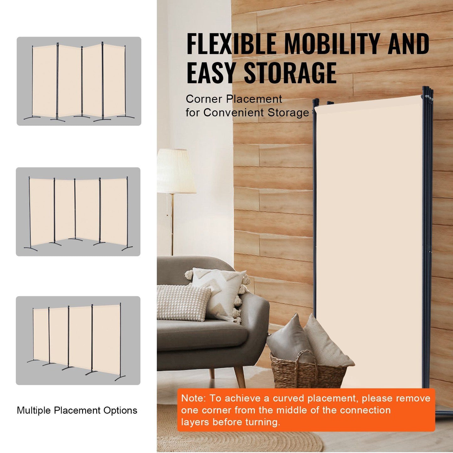 Room Divider, 4 Panels Room Divider, Folding Privacy Screen and Portable Partition Divider for Room V952-BLFWFGQ4MB348QKQ9V0