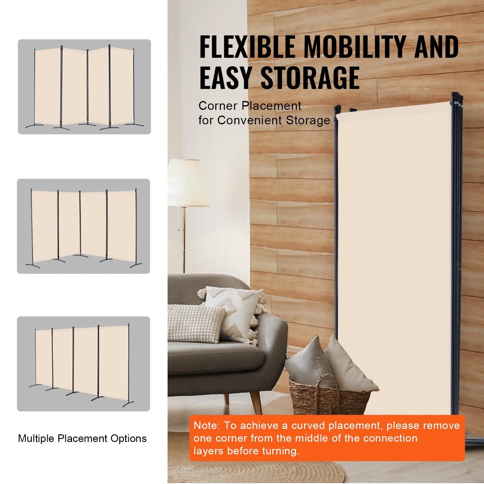 Room Divider, 4 Panels Room Divider, Folding Privacy Screen and Portable Partition Divider for Room V952-BLFWFGQ4MB348QKQ9V0