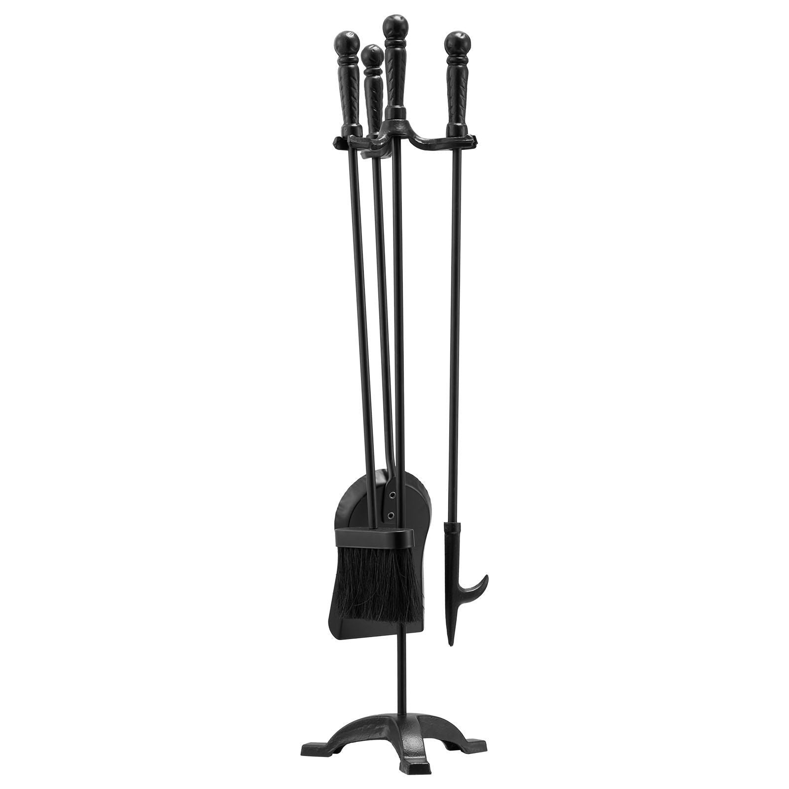 Fireplace Tool Set, 4 PCS Fire Tool Set and Holder with Three-Prong Stand, Ash Shovel, Brush, Fire Place V952-BLGJTJ4JTSZGOB6QI001V0
