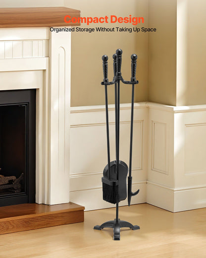 Fireplace Tool Set, 4 PCS Fire Tool Set and Holder with Three-Prong Stand, Ash Shovel, Brush, Fire Place V952-BLGJTJ4JTSZGOB6QI001V0