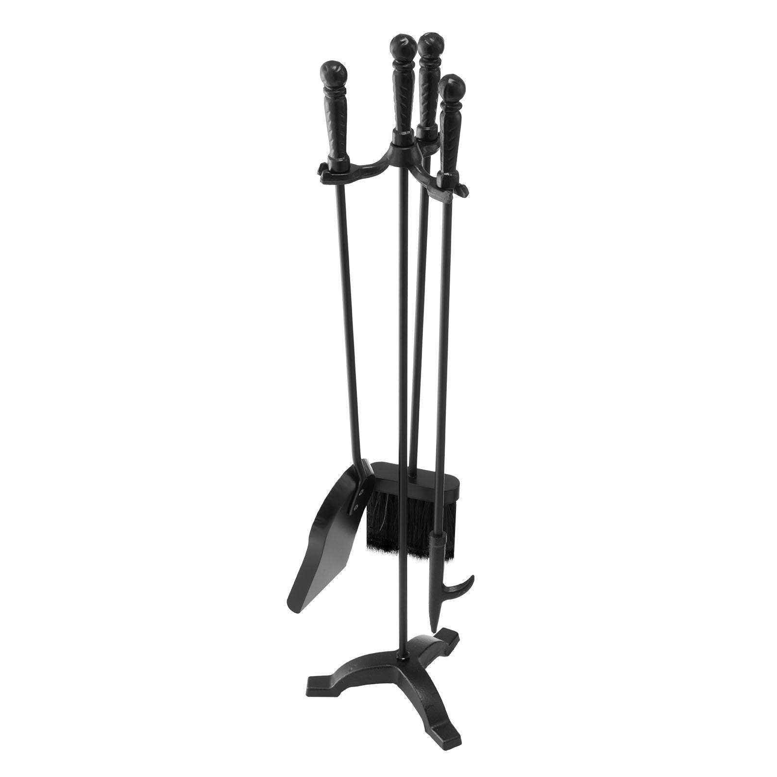 Fireplace Tool Set, 4 PCS Fire Tool Set and Holder with Three-Prong Stand, Ash Shovel, Brush, Fire Place V952-BLGJTJ4JTSZGOB6QI001V0