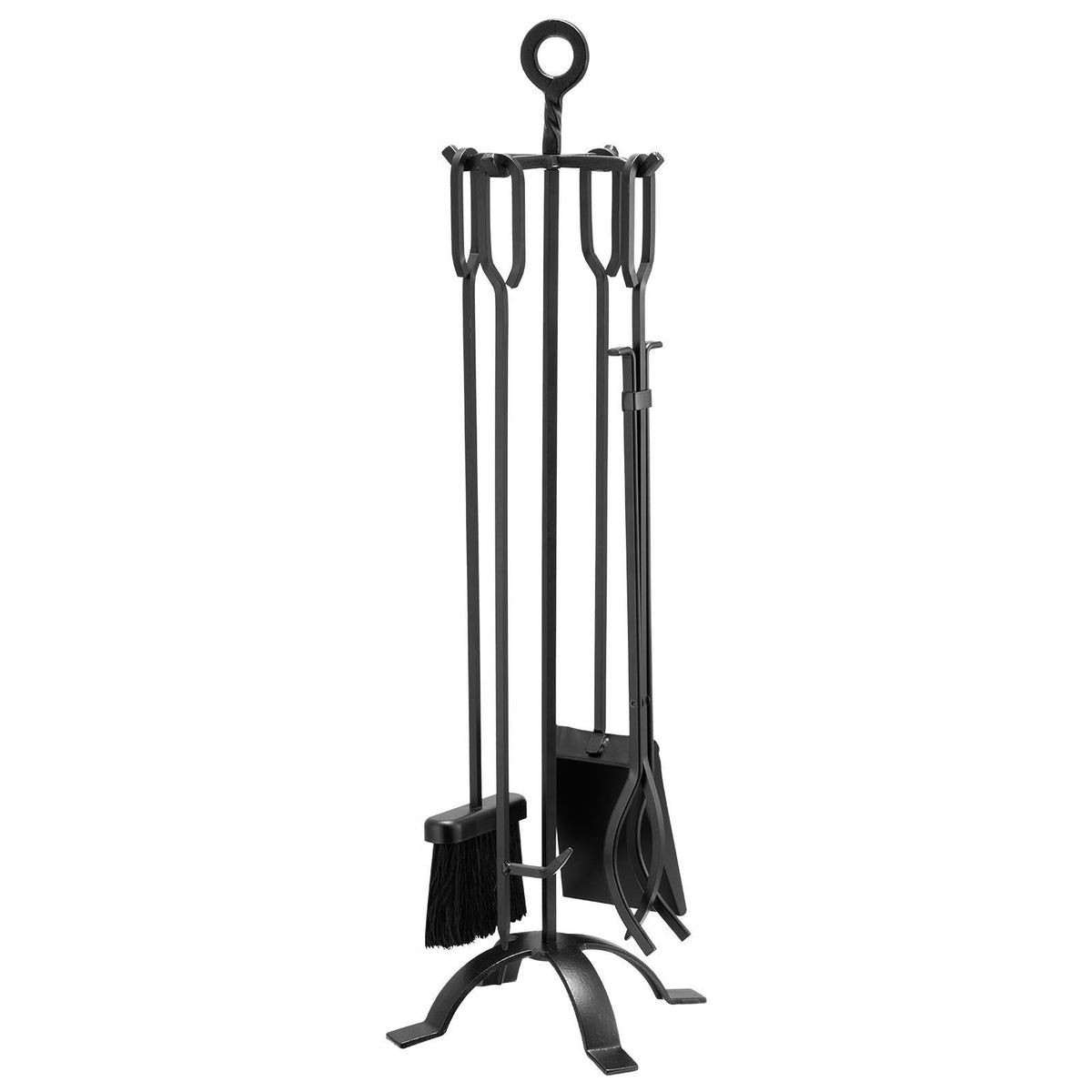 Fireplace Tool Set, 5 PCS Fire Tool Set and Holder with Four-Prong Stand, Tongs, Ash Shovel, Brush, Fire V952-BLGJTJ5JTSZGDJ6II001V0