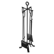 Fireplace Tool Set, 5 PCS Fire Tool Set and Holder with Four-Prong Stand, Tongs, Ash Shovel, Brush, Fire V952-BLGJTJ5JTSZGDJ6II001V0