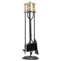 Fireplace Tool Set, 5 PCS Fire Tool Set and Holder with Five-Prong Stand, Tongs, Ash Shovel, Brush, Fire V952-BLGJTJ5JTWZGPZ6MX001V0