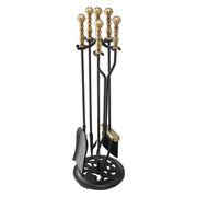 Fireplace Tool Set, 5 PCS Fire Tool Set and Holder with Five-Prong Stand, Tongs, Ash Shovel, Brush, Fire V952-BLGJTJ5JTWZGPZ6MX001V0