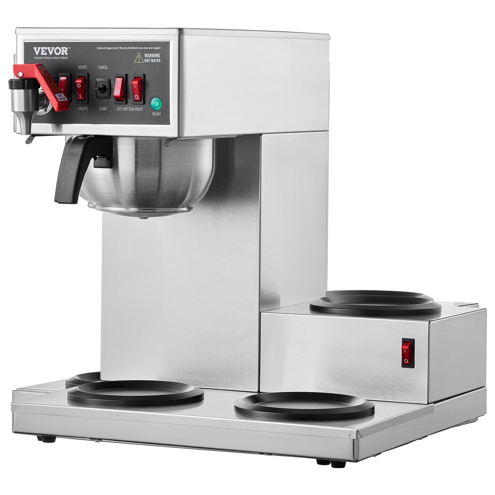 12 Cups Commercial Drip Coffee Maker with 3 Glass Carafes and 3 Warmers V952-BLHSYMSKFJ3GO2QWUV3