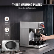 12 Cups Commercial Drip Coffee Maker with 3 Glass Carafes and 3 Warmers V952-BLHSYMSKFJ3GO2QWUV3