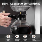 12 Cups Commercial Drip Coffee Maker with 3 Glass Carafes and 3 Warmers V952-BLHSYMSKFJ3GO2QWUV3