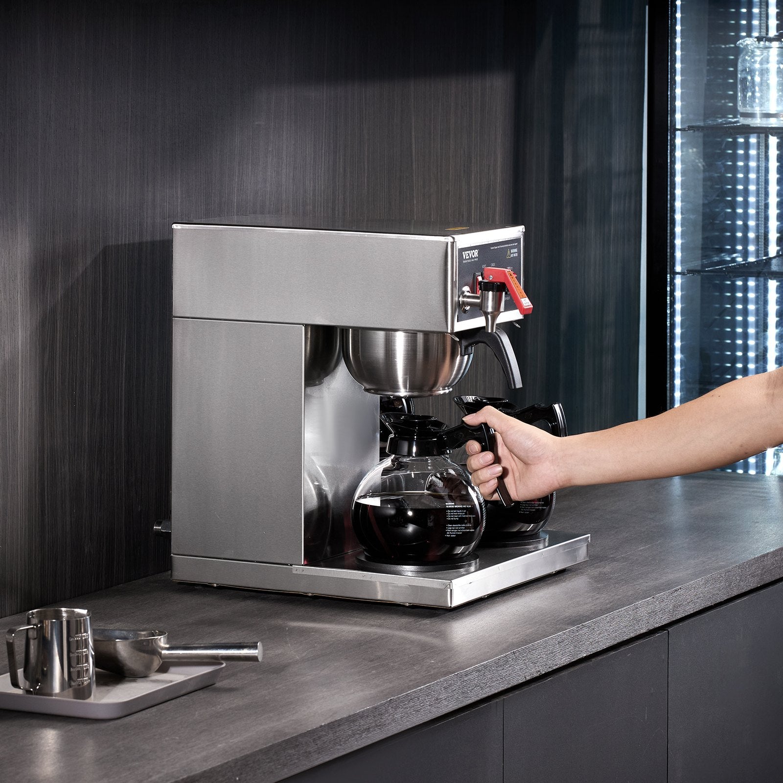 12 Cups Commercial Drip Coffee Maker with 3 Glass Carafes and 3 Warmers V952-BLHSYMSKFJ3GO2QWUV3