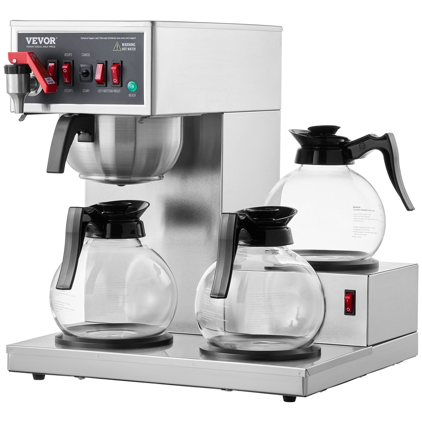 12 Cups Commercial Drip Coffee Maker with 3 Glass Carafes and 3 Warmers V952-BLHSYMSKFJ3GO2QWUV3