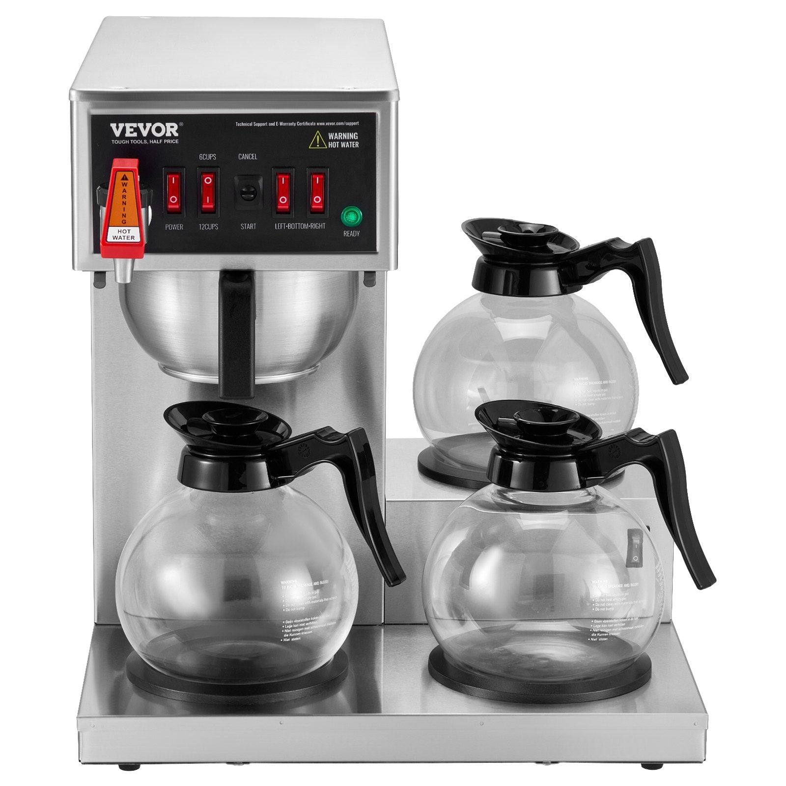 12 Cups Commercial Drip Coffee Maker with 3 Glass Carafes and 3 Warmers V952-BLHSYMSKFJ3GO2QWUV3