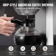 12 Cups Commercial Drip Coffee Maker with 3 Glass Carafes and 3 Warmers V952-BLHSYMSKFJ3GTVTPSV3
