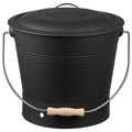 Ash Bucket, 4 PCS with Lid, Shovel, Broom and Gloves, Metal Fireplace Charcoal Bucket and Ash Can, 9.8L Large V952-BLHT4JTDGYXTGG4LL001V0
