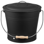 Ash Bucket, 4 PCS with Lid, Shovel, Broom and Gloves, Metal Fireplace Charcoal Bucket and Ash Can, 9.8L Large V952-BLHT4JTDGYXTGG4LL001V0