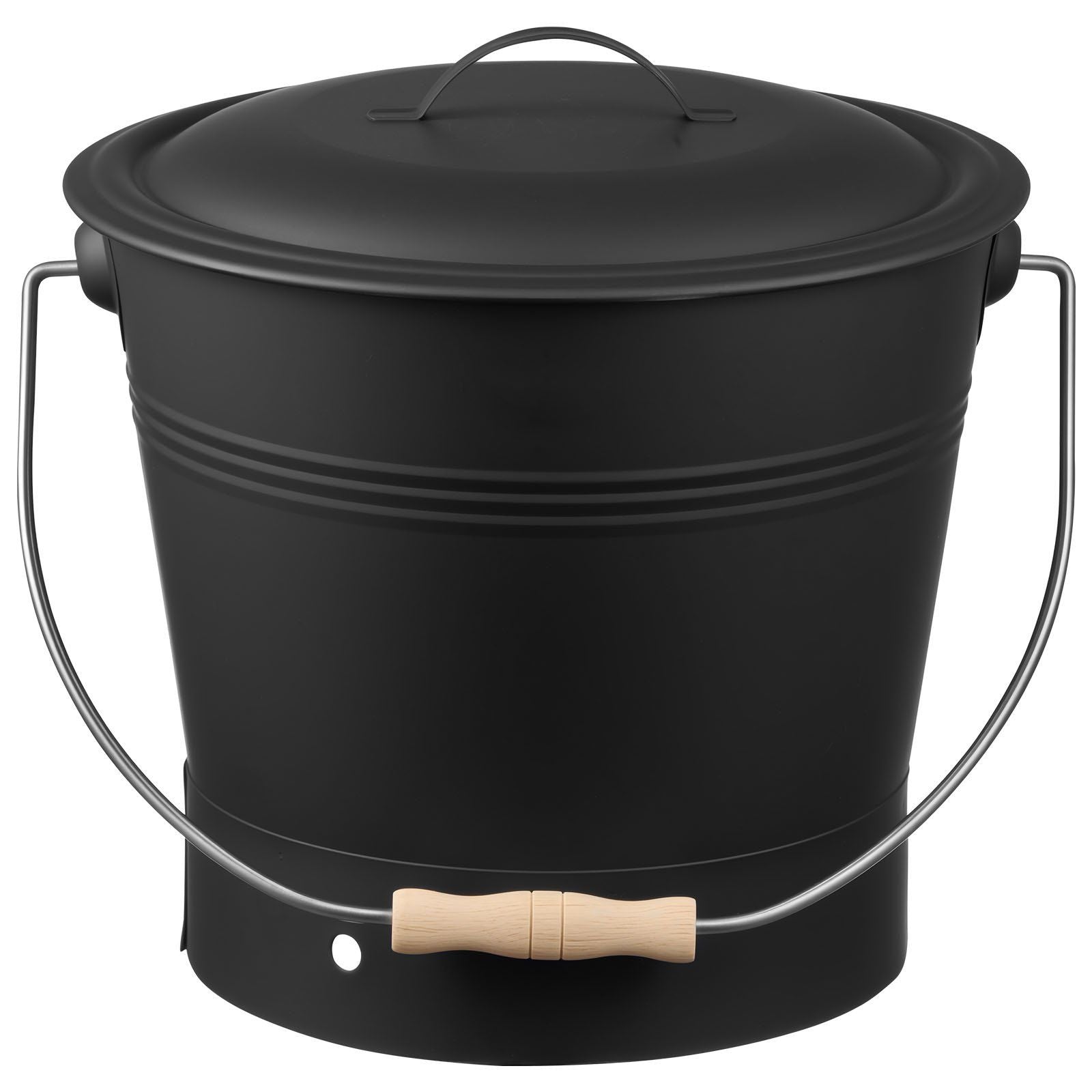 Ash Bucket, 4 PCS with Lid, Shovel, Broom and Gloves, Metal Fireplace Charcoal Bucket and Ash Can, 9.8L Large V952-BLHT4JTDGYXTGG4LL001V0