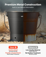 Ash Bucket, 4 PCS with Lid, Shovel, Broom and Gloves, Metal Fireplace Charcoal Bucket and Ash Can, 9.8L Large V952-BLHT4JTDGYXTGG4LL001V0