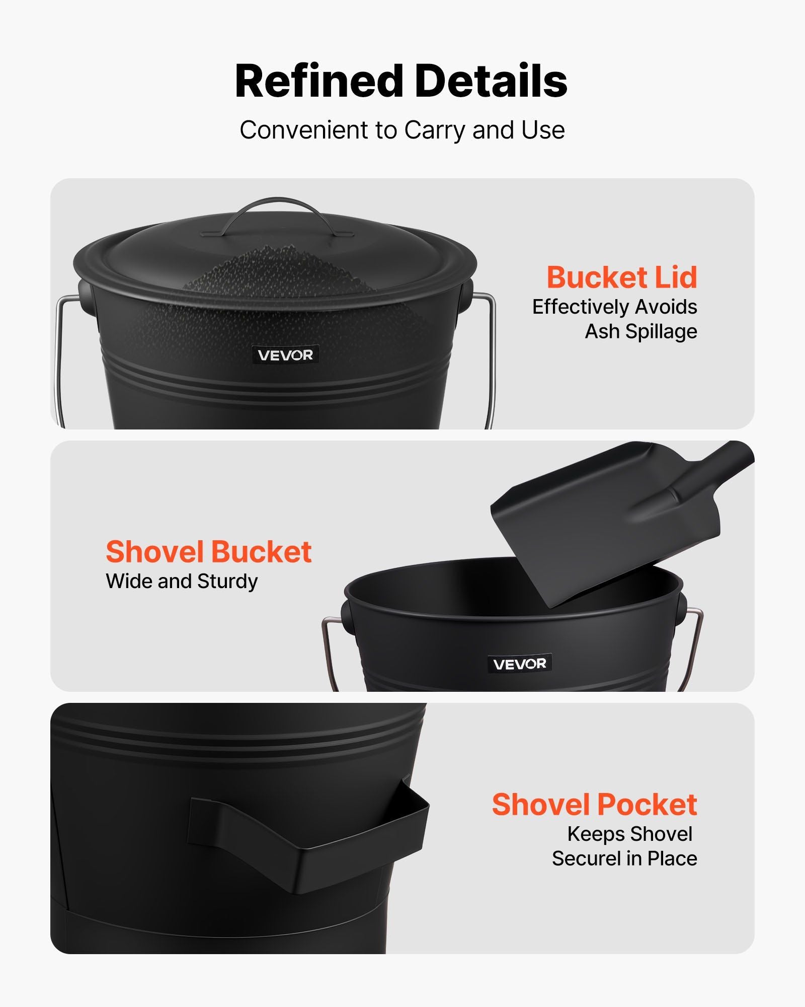 Ash Bucket, 4 PCS with Lid, Shovel, Broom and Gloves, Metal Fireplace Charcoal Bucket and Ash Can, 9.8L Large V952-BLHT4JTDGYXTGG4LL001V0