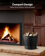Ash Bucket, 4 PCS with Lid, Shovel, Broom and Gloves, Metal Fireplace Charcoal Bucket and Ash Can, 9.8L Large V952-BLHT4JTDGYXTGG4LL001V0