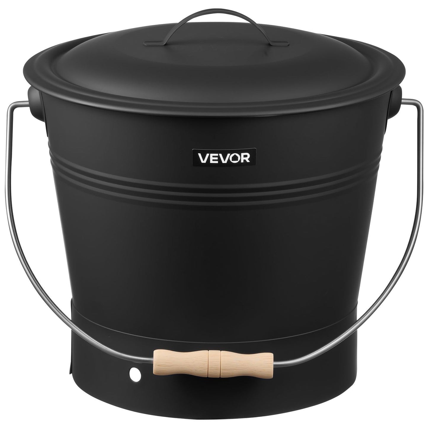 Ash Bucket, 4 PCS with Lid, Shovel, Broom and Gloves, Metal Fireplace Charcoal Bucket and Ash Can, 9.8L Large V952-BLHT4JTDGYXTGG4LL001V0