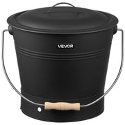 Ash Bucket, 4 PCS with Lid, Shovel, Broom and Gloves, Metal Fireplace Charcoal Bucket and Ash Can, 9.8L Large V952-BLHT4JTDGYXTGG4LL001V0