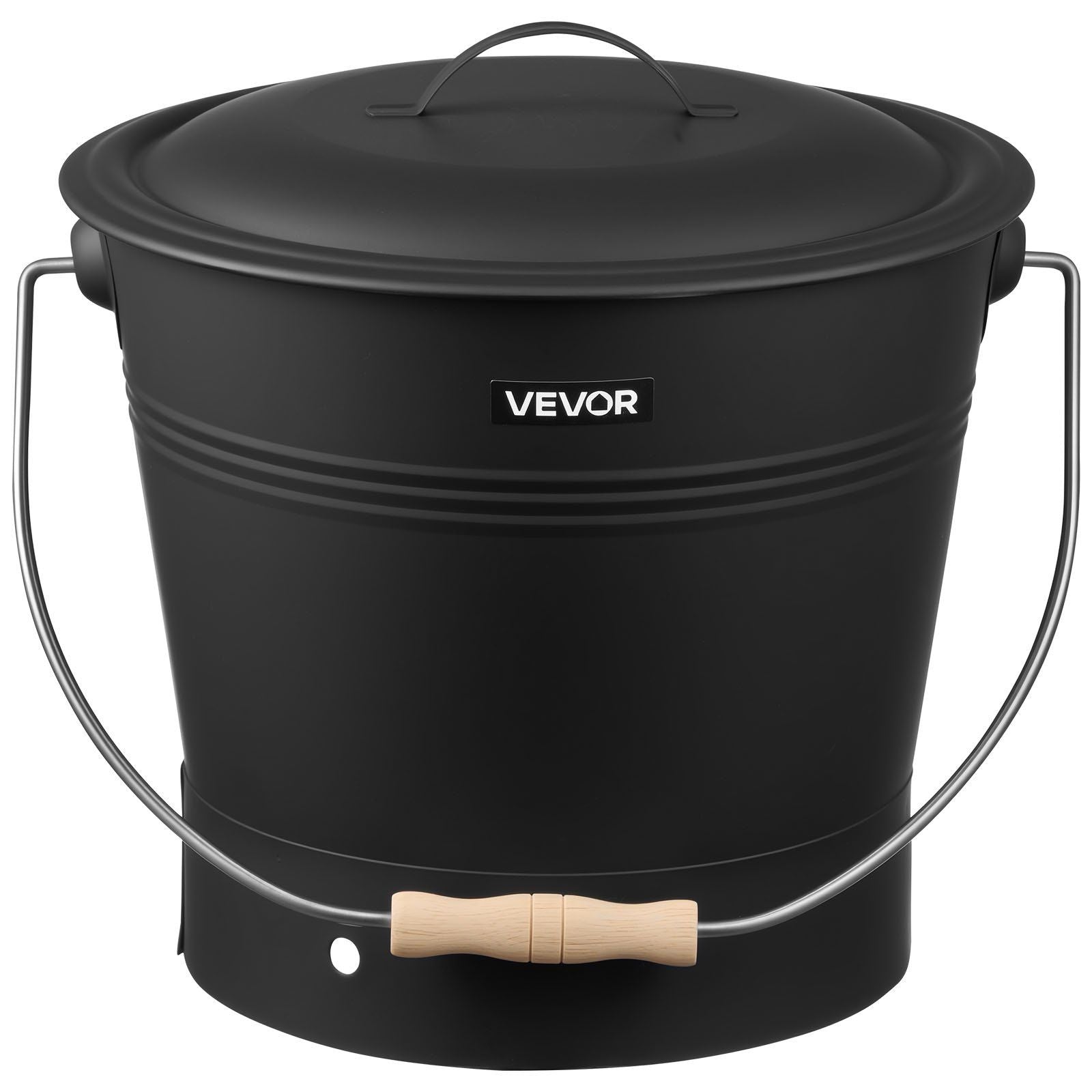 Ash Bucket, 4 PCS with Lid, Shovel, Broom and Gloves, Metal Fireplace Charcoal Bucket and Ash Can, 9.8L Large V952-BLHT4JTDGYXTGG4LL001V0