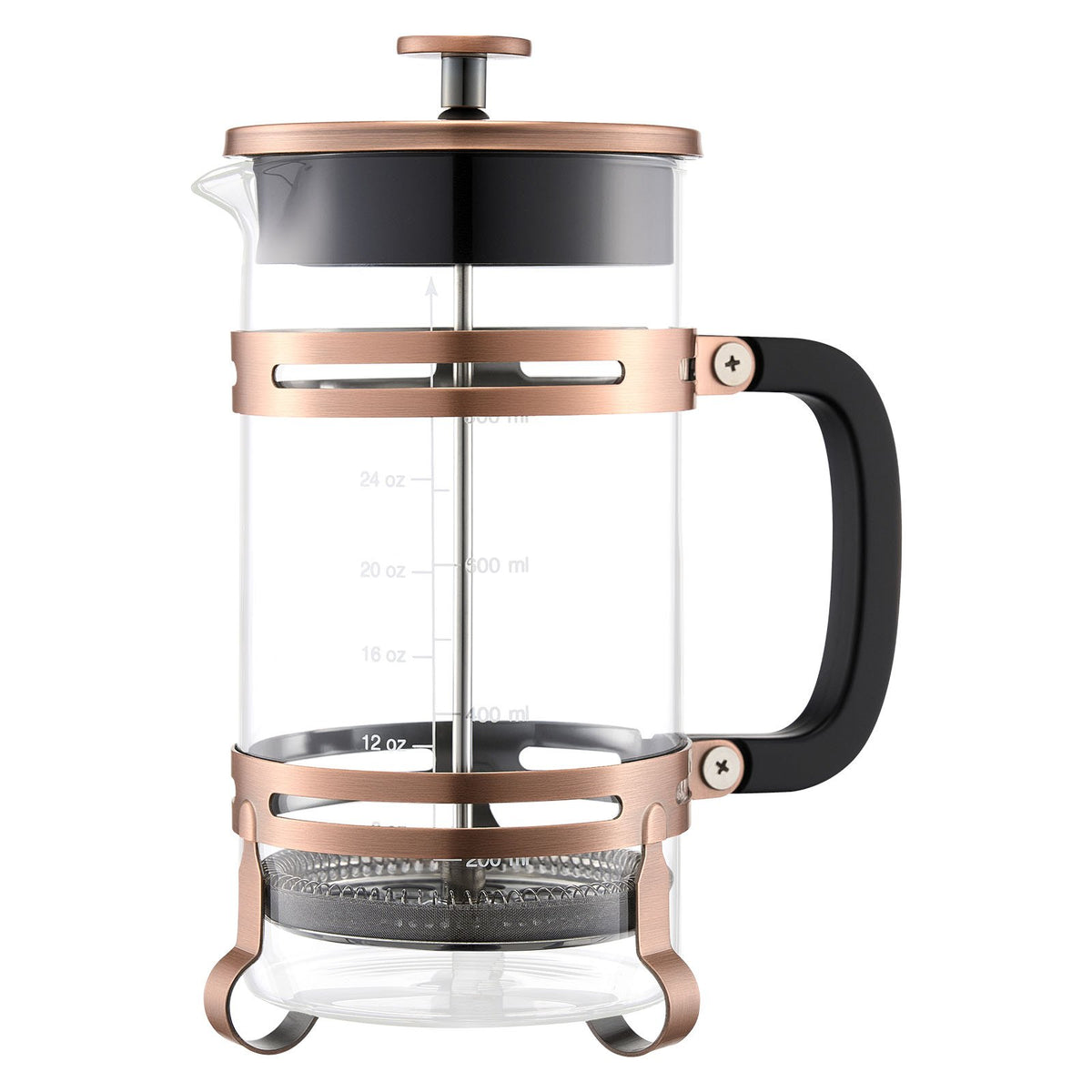 French Press Coffee Maker, 1 Liter Borosilicate Glass Coffee Press Tea Maker with Stainless Steel Filter, V952-BLKFYHBLTS1LRMG1V001V0