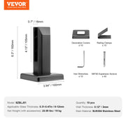 Glass Clamp, 10 PCS Square Glass Railing Bracket for 0.31 "-0.47 " Tempered Glass, 304 Stainless Steel Glass V952-BLLGJHSFXPT1QW8PAV0