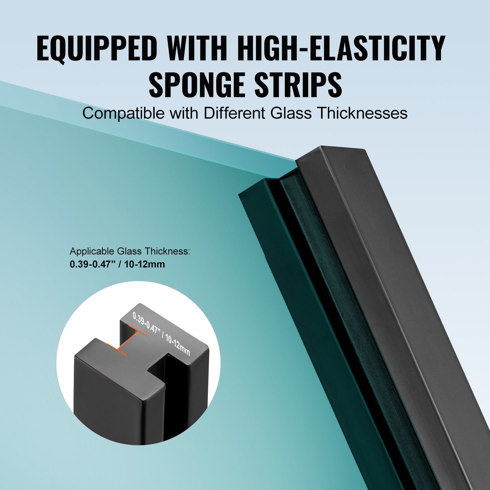 Glass Clamp, 41.34" Height Glass Railing Bracket for 0.39 "-0.47 " Thickness Tempered Glass, 304 Stainless V952-BLLGZHS105CM0PM4VV0