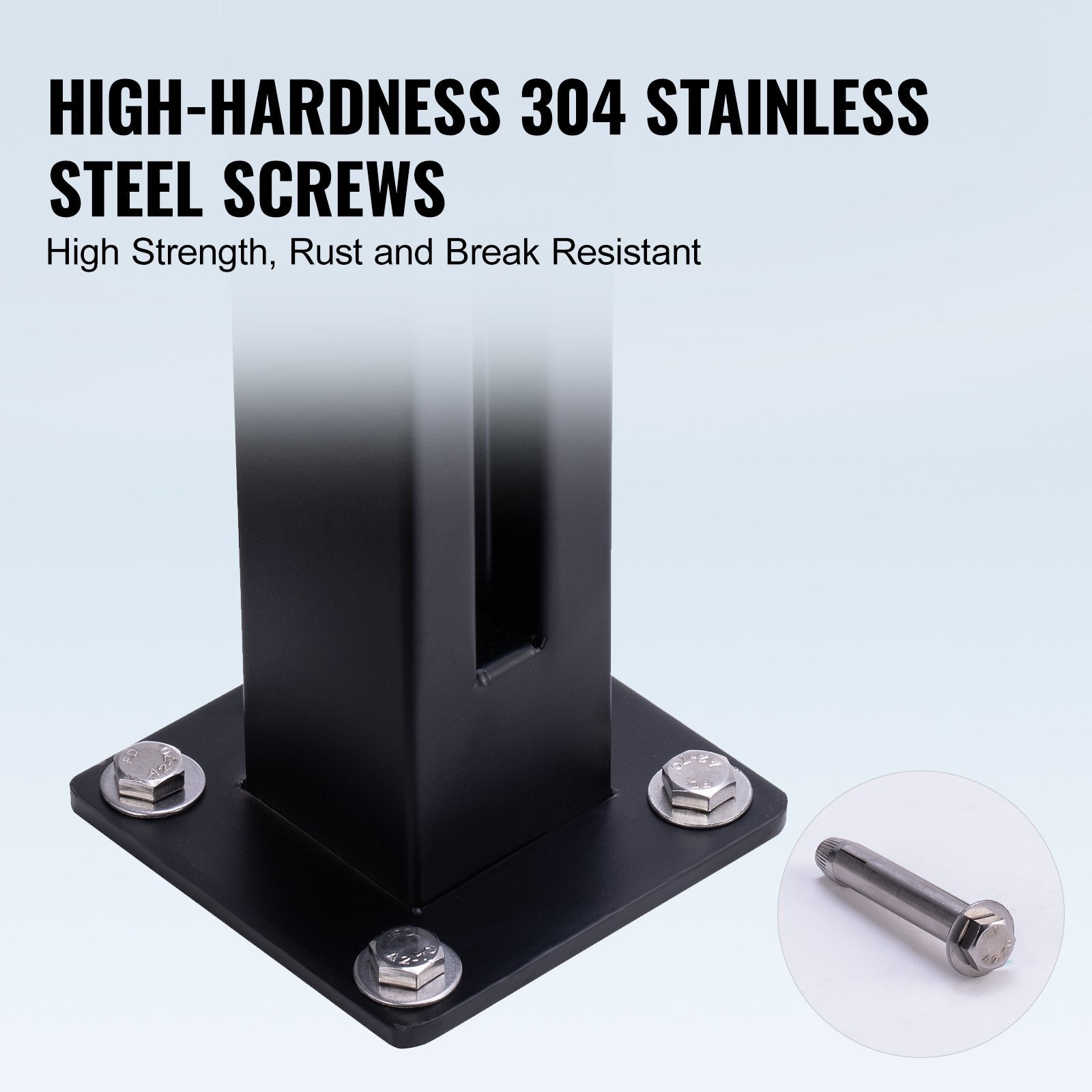 Glass Clamp 37.4" H Railing Bracket for 0.39 "-0.47 " Glass Black Black V952-BLLGZHS95CM1MKWL1V0